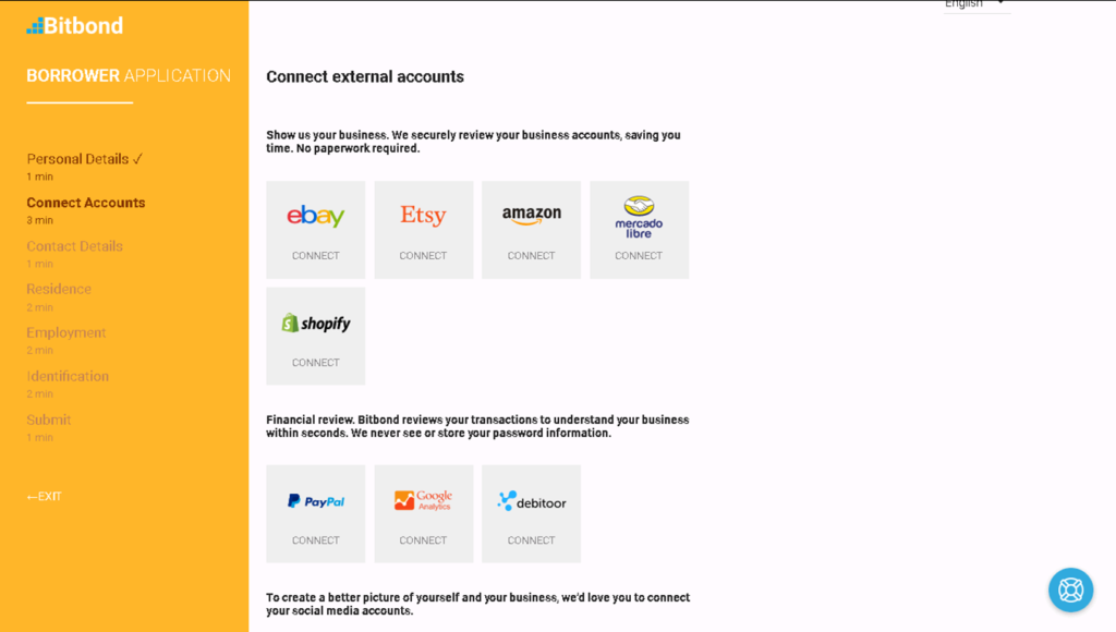 Bitbond Review - Borrower verification - linking accounts